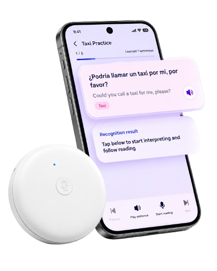 App de VOZZY para aprender inglés abierta en un celular
